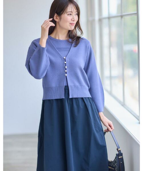 Reflect / リフレクト カーディガン・ボレロ | 【軽い羽織に◎／セットアップ可】パール調ボタン付きカーディガン | 詳細2