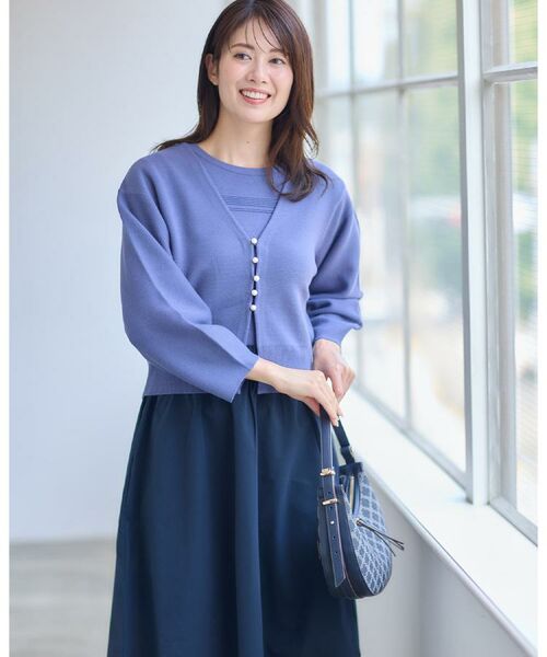 Reflect / リフレクト カーディガン・ボレロ | 【軽い羽織に◎／セットアップ可】パール調ボタン付きカーディガン | 詳細3