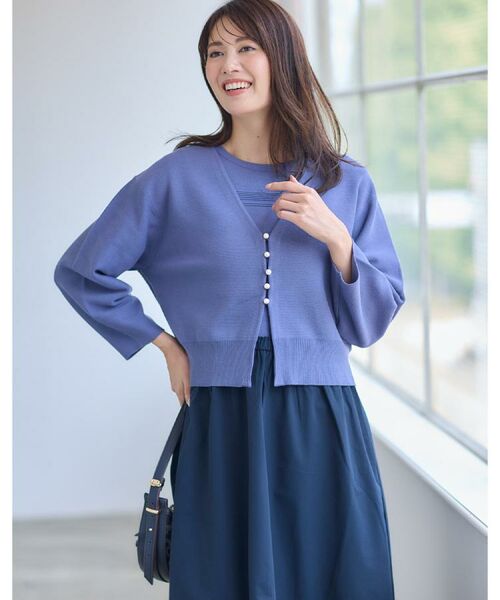 Reflect / リフレクト カーディガン・ボレロ | 【軽い羽織に◎／セットアップ可】パール調ボタン付きカーディガン | 詳細4