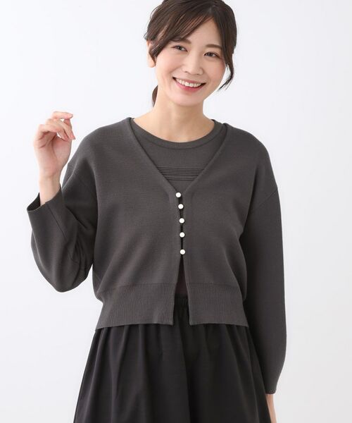 Reflect / リフレクト カーディガン・ボレロ | 【軽い羽織に◎／セットアップ可】パール調ボタン付きカーディガン | 詳細7
