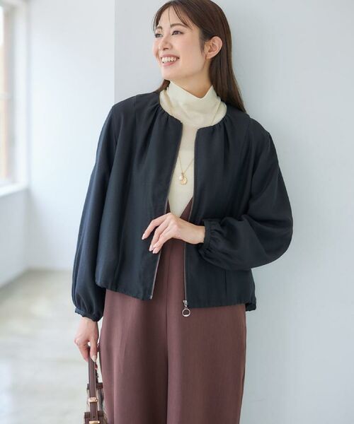 Reflect / リフレクト レザーブルゾン・ジャケット | 【ライトアウター／ゆったり羽織れる／気軽な羽織りに◎】ライトブルゾン | 詳細3