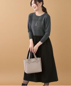 Reflect / リフレクト ロング・マキシ丈ワンピース | 【一枚で着映える◎／セットアップ可】ニット×タフタドッキングワンピース