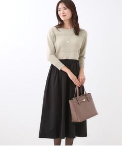 Reflect / リフレクト ロング・マキシ丈ワンピース | 【一枚で着映える◎／セットアップ可】ニット×タフタドッキングワンピース