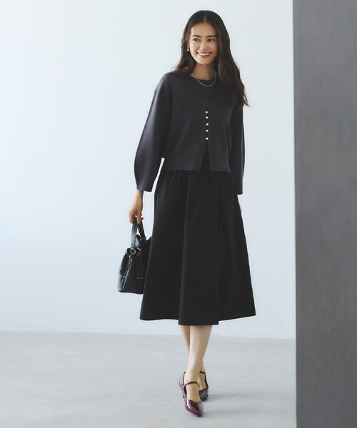 Reflect / リフレクト ロング・マキシ丈ワンピース | 【一枚で着映える◎／セットアップ可】ニット×タフタドッキングワンピース | 詳細1