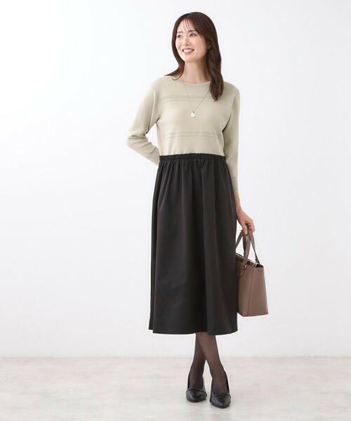 Reflect / リフレクト ロング・マキシ丈ワンピース | 【一枚で着映える◎／セットアップ可】ニット×タフタドッキングワンピース | 詳細10