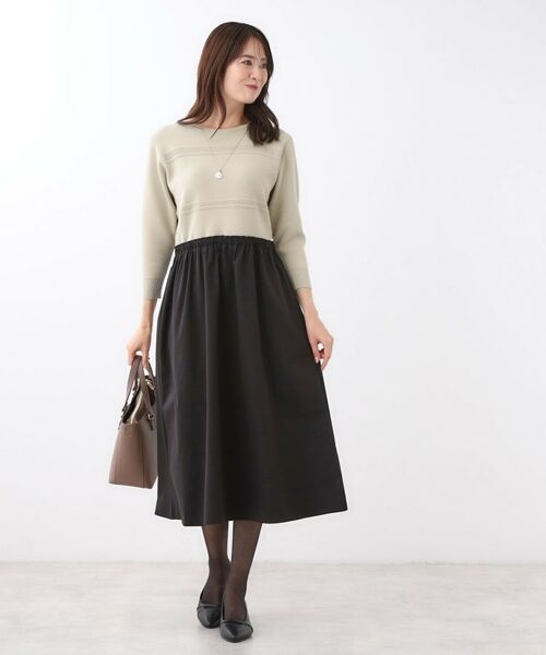 Reflect / リフレクト ロング・マキシ丈ワンピース | 【一枚で着映える◎／セットアップ可】ニット×タフタドッキングワンピース | 詳細11