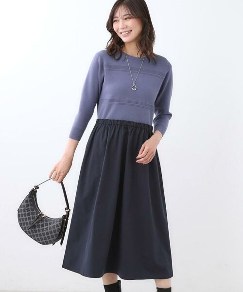 Reflect / リフレクト ロング・マキシ丈ワンピース | 【一枚で着映える◎／セットアップ可】ニット×タフタドッキングワンピース | 詳細13