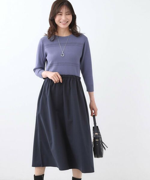 Reflect / リフレクト ロング・マキシ丈ワンピース | 【一枚で着映える◎／セットアップ可】ニット×タフタドッキングワンピース | 詳細14