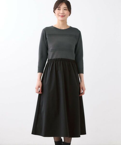 Reflect / リフレクト ロング・マキシ丈ワンピース | 【一枚で着映える◎／セットアップ可】ニット×タフタドッキングワンピース | 詳細19