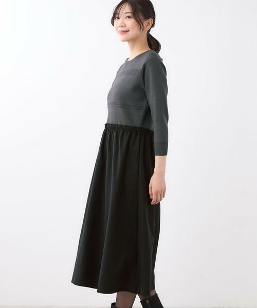 Reflect / リフレクト ロング・マキシ丈ワンピース | 【一枚で着映える◎／セットアップ可】ニット×タフタドッキングワンピース | 詳細20