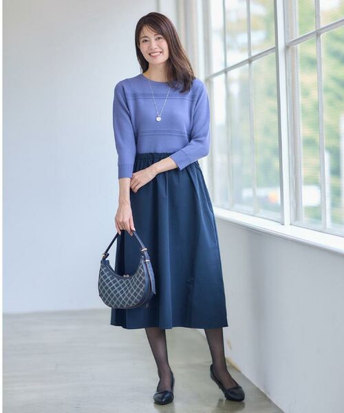 Reflect / リフレクト ロング・マキシ丈ワンピース | 【一枚で着映える◎／セットアップ可】ニット×タフタドッキングワンピース | 詳細25