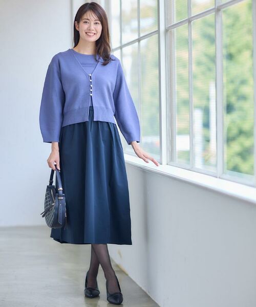 Reflect / リフレクト ロング・マキシ丈ワンピース | 【一枚で着映える◎／セットアップ可】ニット×タフタドッキングワンピース | 詳細4