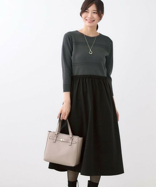Reflect / リフレクト ロング・マキシ丈ワンピース | 【一枚で着映える◎／セットアップ可】ニット×タフタドッキングワンピース | 詳細5