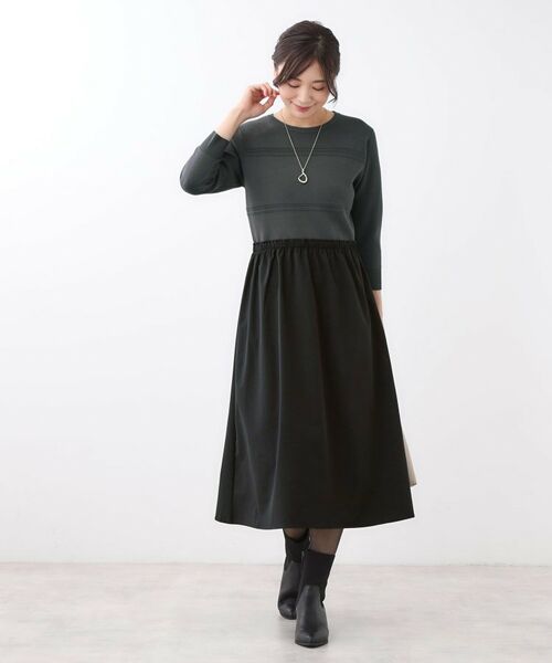 Reflect / リフレクト ロング・マキシ丈ワンピース | 【一枚で着映える◎／セットアップ可】ニット×タフタドッキングワンピース | 詳細6
