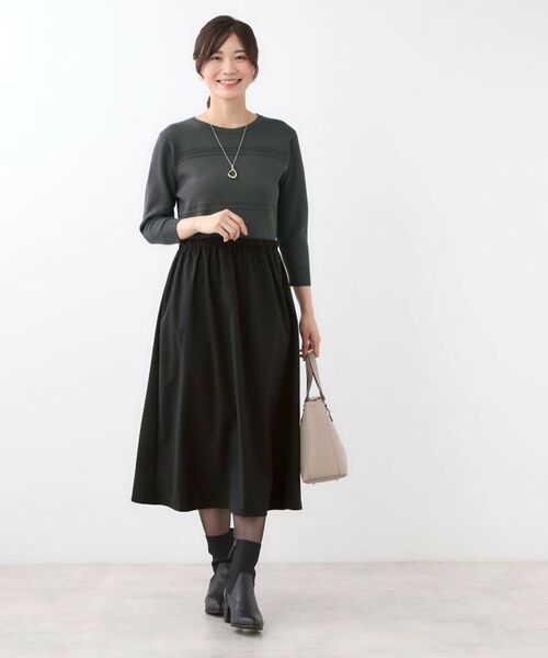 Reflect / リフレクト ロング・マキシ丈ワンピース | 【一枚で着映える◎／セットアップ可】ニット×タフタドッキングワンピース | 詳細7