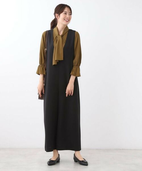 Reflect/リフレクト 【すっきり縦長シルエット】サロペットパンツ ブラック(019) 07(S) Reflect/リフレクト 【すっきり縦長シルエット】サロペットパンツ ブラック(019) 07(S)