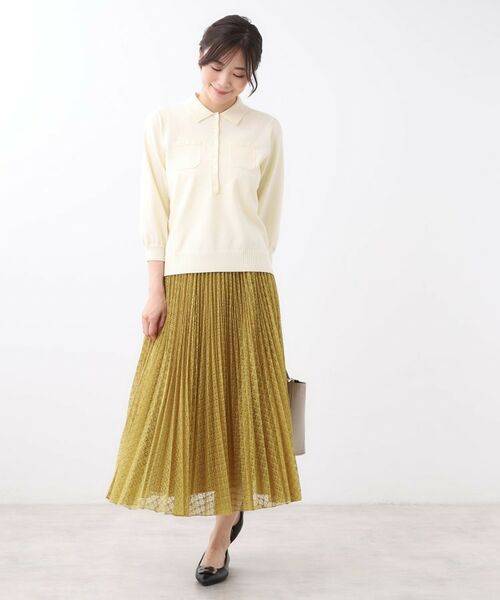 Reflect / リフレクト ロング・マキシ丈スカート | 【イージーケア】サークルダイヤ柄レースプリーツスカート | 詳細13