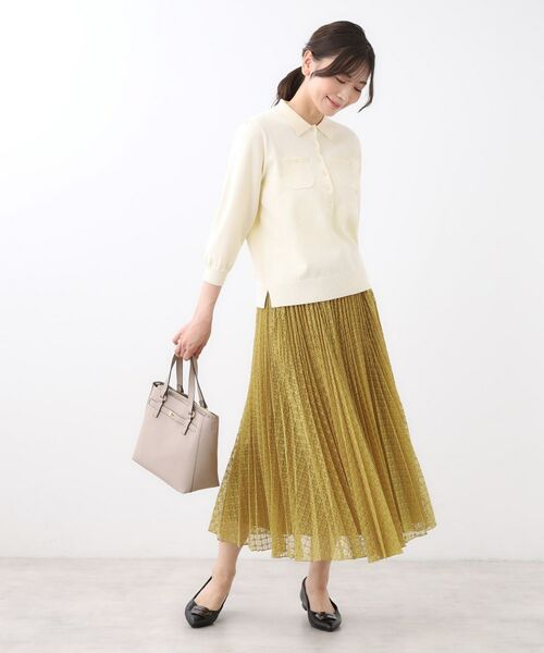 Reflect / リフレクト ロング・マキシ丈スカート | 【イージーケア】サークルダイヤ柄レースプリーツスカート | 詳細14