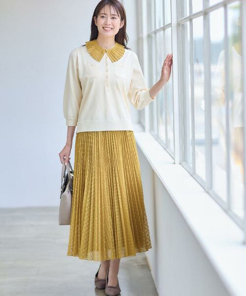 Reflect / リフレクト ロング・マキシ丈スカート | 【イージーケア】サークルダイヤ柄レースプリーツスカート | 詳細5