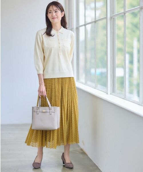 Reflect / リフレクト ロング・マキシ丈スカート | 【イージーケア】サークルダイヤ柄レースプリーツスカート | 詳細6