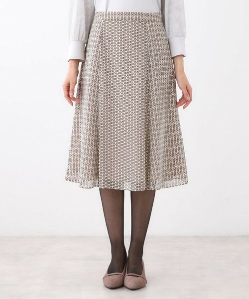 Reflect / リフレクト スカート | 【きちんと見え/セットアップ可/通勤におすすめ◎】フレアプリントスカート | 詳細18