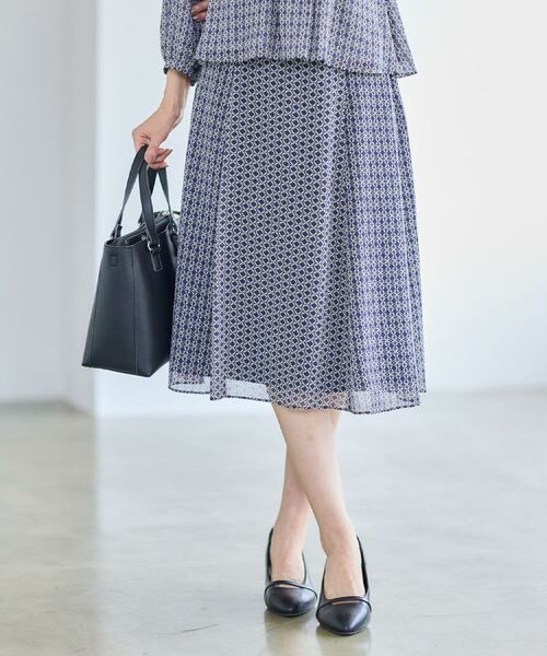 Reflect / リフレクト スカート | 【きちんと見え/セットアップ可/通勤におすすめ◎】フレアプリントスカート | 詳細4