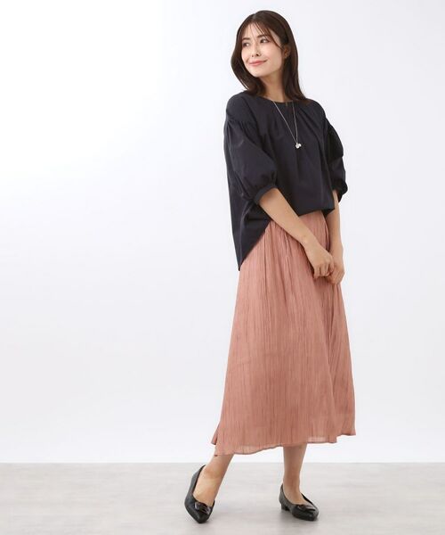 Reflect / リフレクト ロング・マキシ丈スカート | 【秋映え／華やかな揺れ感】ワッシャー加工タックフレアロングスカート | 詳細1