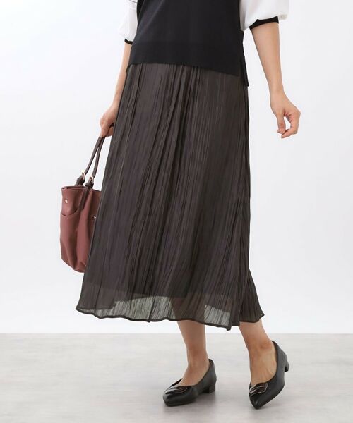 Reflect / リフレクト ロング・マキシ丈スカート | 【秋映え／華やかな揺れ感】ワッシャー加工タックフレアロングスカート | 詳細7
