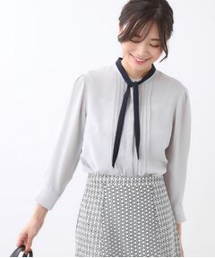 Reflect / リフレクト シャツ・ブラウス | 【配色ボウタイ付き】八分袖ジョーゼットブラウス