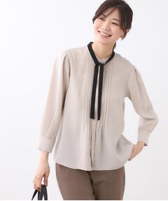 Reflect / リフレクト シャツ・ブラウス | 【配色ボウタイ付き】八分袖ジョーゼットブラウス