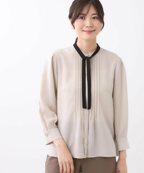 Reflect / リフレクト シャツ・ブラウス | 【配色ボウタイ付き】八分袖ジョーゼットブラウス | 詳細12