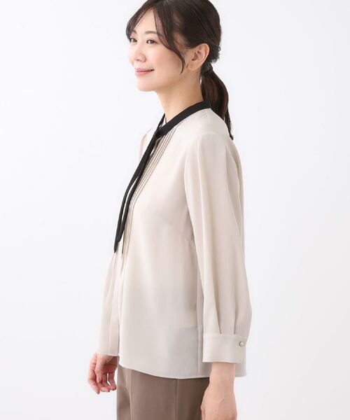 Reflect / リフレクト シャツ・ブラウス | 【配色ボウタイ付き】八分袖ジョーゼットブラウス | 詳細17