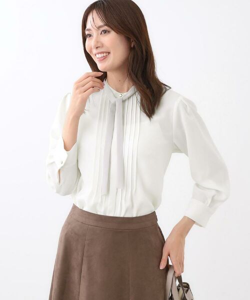 Reflect / リフレクト シャツ・ブラウス | 【配色ボウタイ付き】八分袖ジョーゼットブラウス | 詳細3