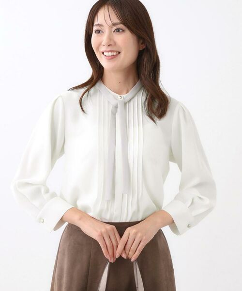 Reflect / リフレクト シャツ・ブラウス | 【配色ボウタイ付き】八分袖ジョーゼットブラウス | 詳細4