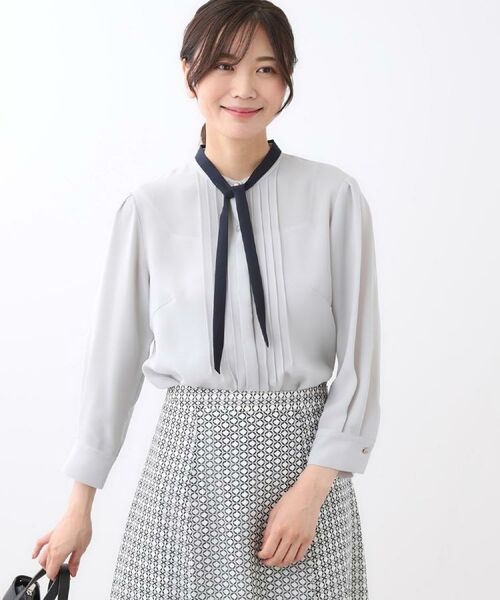 Reflect / リフレクト シャツ・ブラウス | 【配色ボウタイ付き】八分袖ジョーゼットブラウス | 詳細7