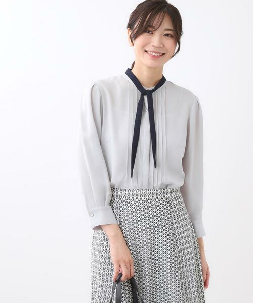 Reflect / リフレクト シャツ・ブラウス | 【配色ボウタイ付き】八分袖ジョーゼットブラウス | 詳細8