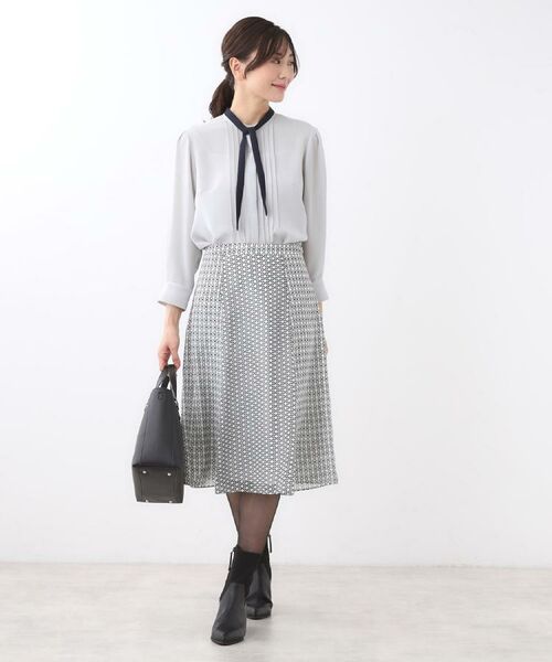 Reflect / リフレクト シャツ・ブラウス | 【配色ボウタイ付き】八分袖ジョーゼットブラウス | 詳細9