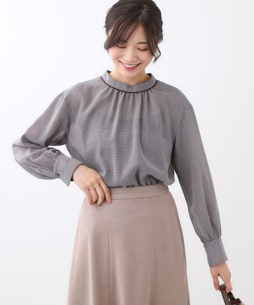 Reflect / リフレクト シャツ・ブラウス | 【長め丈／ドライタッチ】ガンクラブチェック柄ブラウス | 詳細1