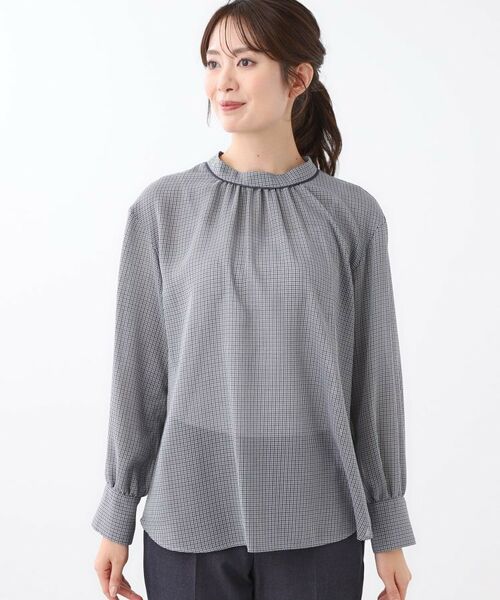 Reflect / リフレクト シャツ・ブラウス | 【長め丈／ドライタッチ】ガンクラブチェック柄ブラウス | 詳細10