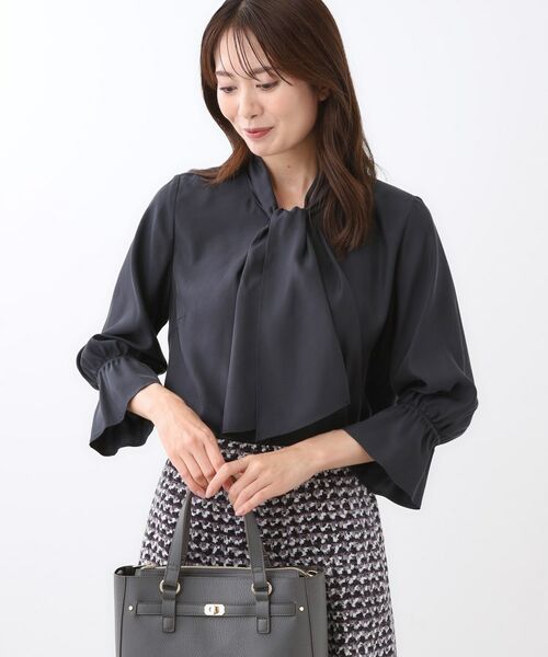 Reflect / リフレクト シャツ・ブラウス | 【キレイめスタイル/通勤におすすめ◎】ボウタイシャンブレーカラーブラウス | 詳細1