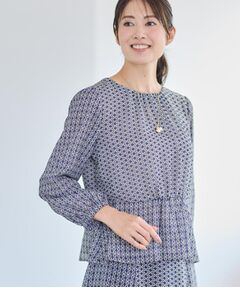 Reflect / リフレクト シャツ・ブラウス | 【きちんと見え／セットアップ可／通勤におすすめ◎】ペプラムプリントブラウス