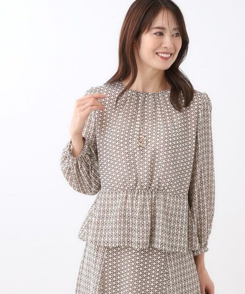 Reflect / リフレクト シャツ・ブラウス | 【きちんと見え/セットアップ可/通勤におすすめ◎】ペプラムプリントブラウス | 詳細10