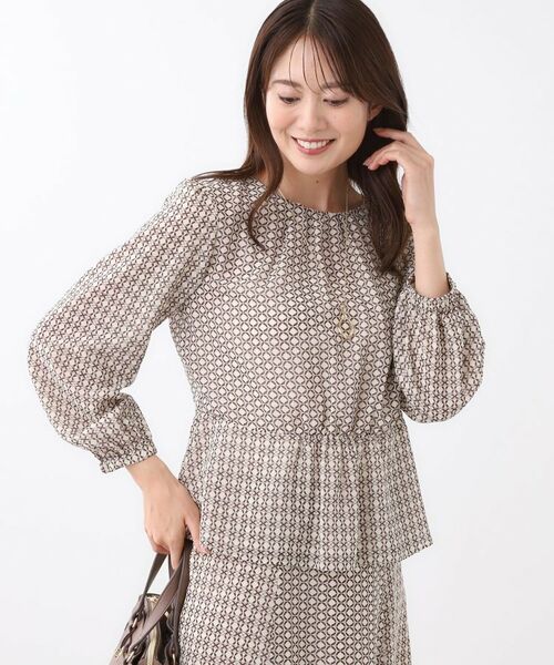 Reflect / リフレクト シャツ・ブラウス | 【きちんと見え/セットアップ可/通勤におすすめ◎】ペプラムプリントブラウス | 詳細11