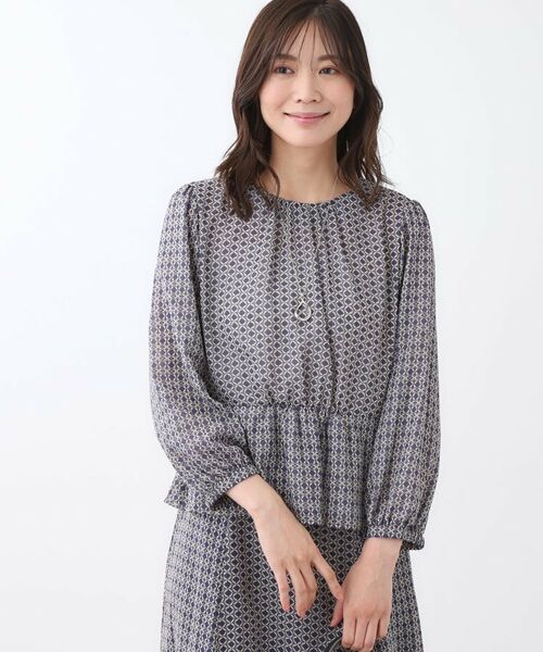 Reflect / リフレクト シャツ・ブラウス | 【きちんと見え/セットアップ可/通勤におすすめ◎】ペプラムプリントブラウス | 詳細14