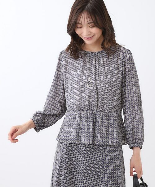 Reflect / リフレクト シャツ・ブラウス | 【きちんと見え/セットアップ可/通勤におすすめ◎】ペプラムプリントブラウス | 詳細15