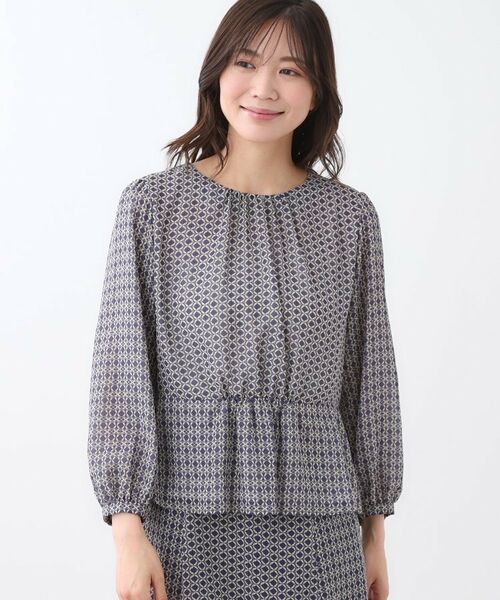 Reflect / リフレクト シャツ・ブラウス | 【きちんと見え/セットアップ可/通勤におすすめ◎】ペプラムプリントブラウス | 詳細19