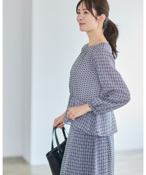 Reflect / リフレクト シャツ・ブラウス | 【きちんと見え/セットアップ可/通勤におすすめ◎】ペプラムプリントブラウス | 詳細3