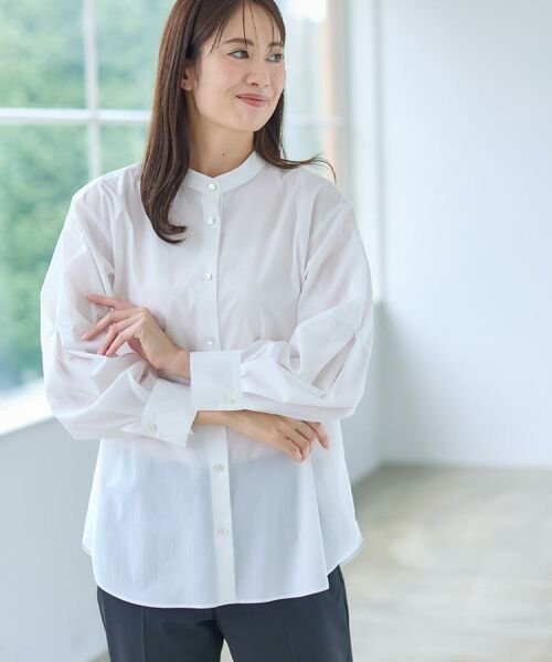 Reflect / リフレクト シャツ・ブラウス | 【さらっと一枚で決まる/重ね着にもおすすめ◎】タックスリーブシャツブラウス(オフホワイト(003))