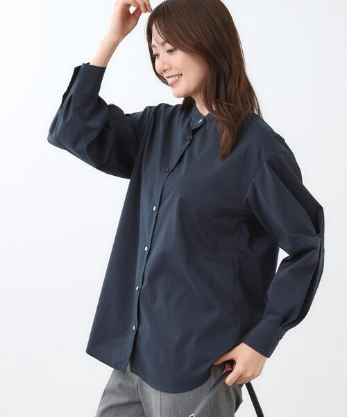 Reflect / リフレクト シャツ・ブラウス | 【さらっと一枚で決まる/重ね着にもおすすめ◎】タックスリーブシャツブラウス(ネイビー(094))