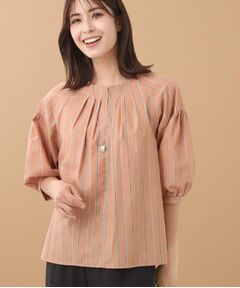 Reflect / リフレクト シャツ・ブラウス | 【E‐QUALITY／体型カバー／ゆったり着られる◎】ストライプ×パフスリーブのブラウス